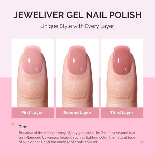 Image of MelodySusie Jeweliver Jelly Gel Nail Polish, 0.5Fl.oz Mauve Sheer Pink Gel Polish Soak Off UV LED Light Cure Gift for Women Manicure Nail Art DIY at Home B6644