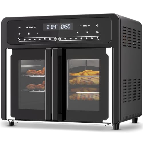 Recopilación y reviews de Hornos dobles integrados los mejores 5. 35 Cobuy Combo de horno tostador de aire, horno de convección con puerta francesa, horno de freidora digital, preajuste de cocción 16 en 1, doble zona, tamaño familiar grande de 26...