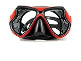 ShuoBeiter Tauchermaske kurzsichtig Diving Tauch Schnorchel Maske NEARSIGHTED Verschreibung RX Sehstärke (Red, -3.5)