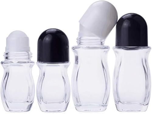 2PCS 30ml Empty Clear Glass Roll-on Deodorant Bottles with Plastic Roller Ball Essential Oils Roller Bottles Portable Travel Container Vial Jar Holder for Aromatherapy Oil Perfume Containers