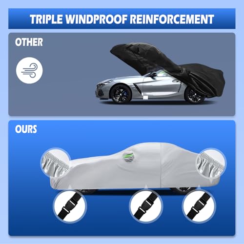 Image of Car Cover Custom Fit for BMW Z4 E85 E86 E89 G29 (2002-2026), Migaven Waterproof Full Exterior Cover Sun Rain Protection with Door Zipper and Cotton Lining, Silver