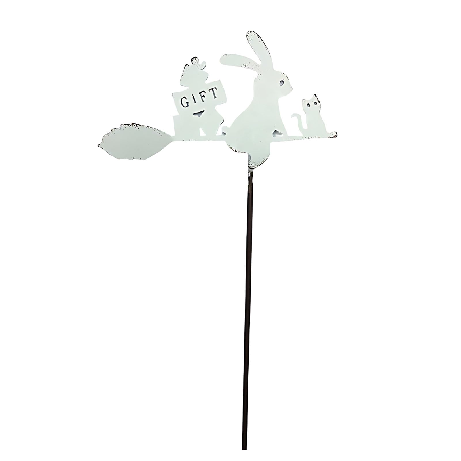 matumou Bunny Garden Stakes, Metal Rabbit Yard Decor, Weather-Resistant Decorative Garden Ornaments, Bunny Bicycle Statue for Lawn
