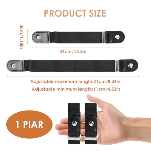 2 Pack Side Loop No Buckle Elastic Belt for Women & Men, Adjustable Invisible Waist Belt System with Dual Loop Design for Jeans & Pants, Fits 1.4" Innovative Belt Loops Universal Size Black3
