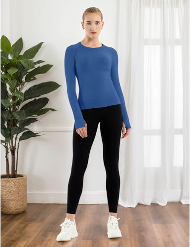 Image of MathCat Seamless Workout Shirts for Women Long Sleeve Yoga Tops Sports Running Shirt Breathable Athletic Top Slim Fit XS-XL