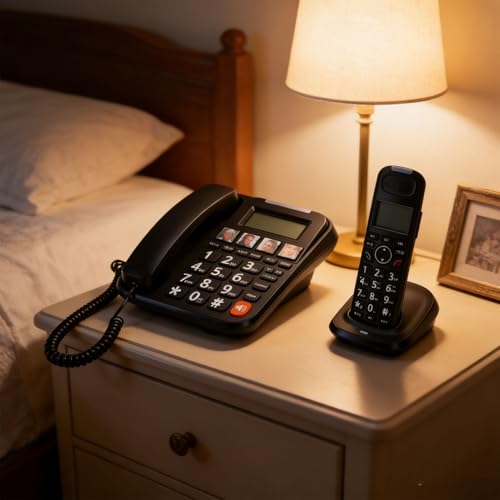 Sistema telefónico con cable y portátil, pantalla 3 pulg miniatura 7