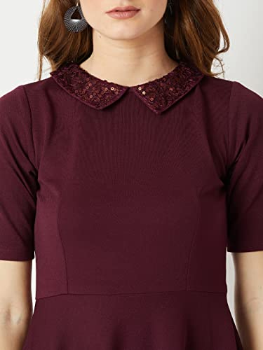 Image of Miss Chase Women's Round Neck Sleeveless Polyester Ruffled Knee- Length Dress