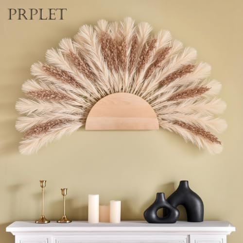 Image of Faux Pampas Grass - 24 Pcs Small Artificial Flowers for Living Room Home Office and Wedding Decoration (Beige)