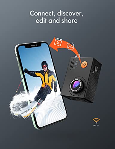 Câmera de ação, 4K 16MP Wi-Fi à prova d'água 30M com controle remoto, câmera digital subaquática, c