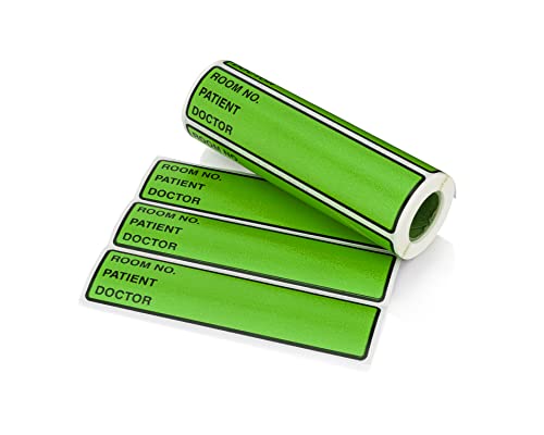 Image of Carstens Patient I.D. Adhesive Medical Chart Labels for 1.5 inch - 4 inch Ring Binder Spines - Pre-Printed Sticker Labels (Room No. / Patient /Doctor), 5 3 /8 inch x 1 3 /8 inch, Green, Roll of 200