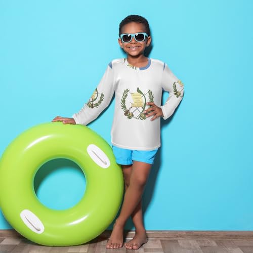 Image of Aflyko Patriot Boys' Rash Guard Shirts Flag of Guatemala Swim Shirt 3-12T