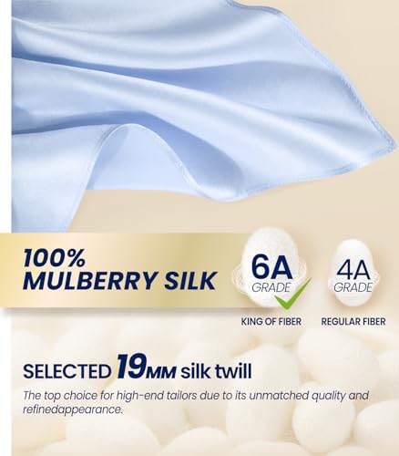 Image of Selected Hanky 100% Pure Silk Pocket Square for Men | 100% Mulberry Silk with hand-rolled edges; pairs with a suit, blazer, or tuxedo for weddings, formal events, and daily wear.