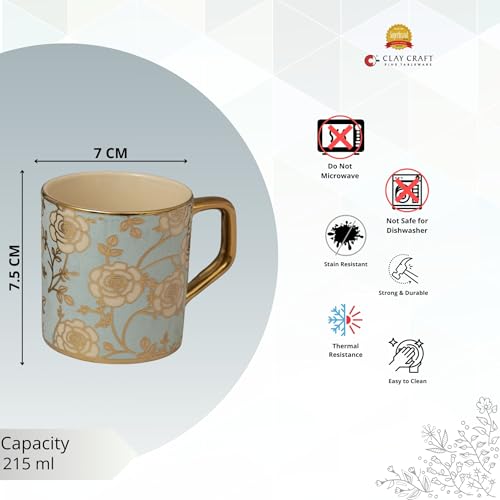 Image of Clay Craft Fine Ceramic Director Coffee Mug Set of 6-215 Ml Each, Mugs for Coffee, Cups Set, Ideal for Gifting, Perfect for Home & Office, Elegant Ceramic Tea Cup Set (PBE602)