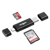 VOGEK SD Card Reader, 3-in-1 USB 3.0 / USB C/Micro USB Card Reader - SD, Micro SD, SDXC, SDHC, Micro SDHC, Micro SDXC Memory Card Reader for MacBook PC Tablets Smartphones - Red