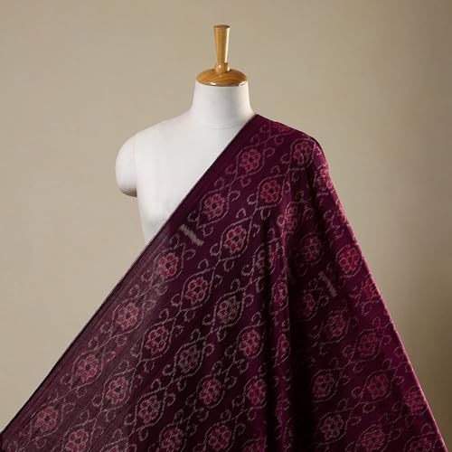Image of Premium Sambalpuri Ikat Weave Pure Handloom Cotton Shirt Fabric Authentic Odisha Traditional Tie-Dye Craft, Soft Breathable Natural Cotton Material for Custom Tailoring, Casual & Formal Wear