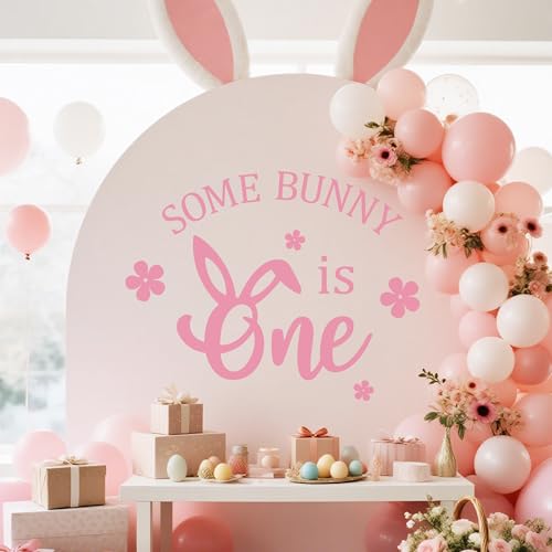 Adorno adhesivo pared Some Bunny is One color rosa miniatura 6