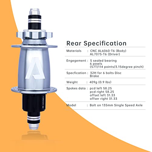 Alaudark Lark Bike Hub 32H For Dirt Jump Bmx Single Speed Axle Bolt-On 135Mm Rear Silver Ti #TOP3