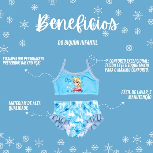 Biquíni Infantil Menina Estampado de Personagem para Crianças + Bolsa Moda Praia Verão - Personagem