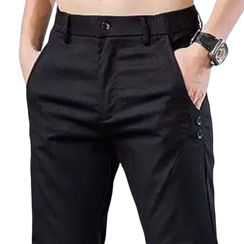 Men's Casual Loose Fit Dress Pants Stylish Straight Fit Suit Pants Versatile Solid Color Work Pants3
