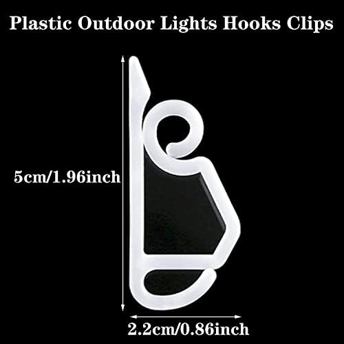QISF 50 Pcs Gutter Hanging Hooks | Gutter Hooks | Plastic Outdoor Lights Hooks Clips | Christmas Light Clips | for Decoration Outside Lights Hanging | Securing Lights to Guttering