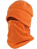 CYPERROCK Winter Beanie Hat Scarf Set with Ear Flaps for Men Women Knit Fleece Lined Skull Cap Windproof Neck Warmer Gaiter Orange