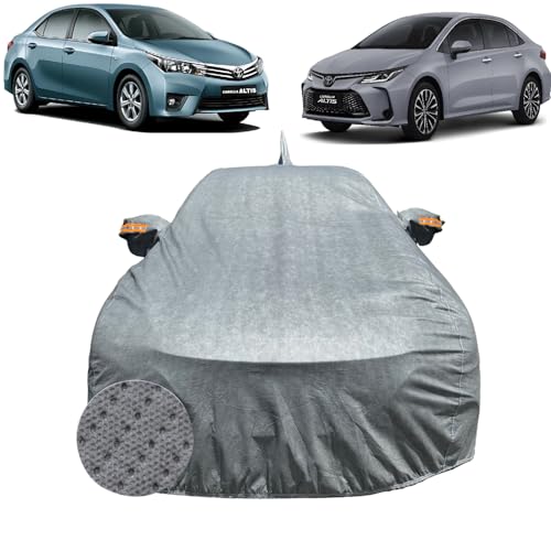 Image of Car Cover for Toyota Corolla Altis (2014-2020) | 100% Waterproof Cover with Reflective Mirror Pockets | Dustproof, Scratchproof, Heatproof Corolla Altis Car Cover |Soft Cotton Lining| Grey
