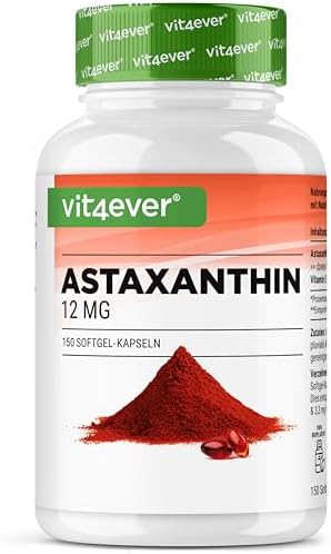 Astaxantina 12 mg - 150 capsule softgel (scorta 10 mesi) - Premium: vera astaxantina da microalga Haematococcus pluvialis pura - Ottimizzata con vitamina E e olio d’oliva
