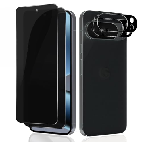 Teenrpov Privacidad Protector de Pantalla para Google Pixel 10 Pro XL, 2 Piezas Anti-Espía Cristal Templado + 2 Protector de Lente cámara, Antihuellas, Antiarañazos, 9H Vidrio Templado Privacy