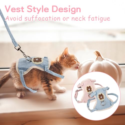 2 Stück Kaninchen Leine - Verstellbare 120cm Weiche Leine - Zubehör Und Geschirr Für Kaninchen, Katzen, Kleine Hunde Und Andere Kleine Haustiere (Blau Und Rosa)