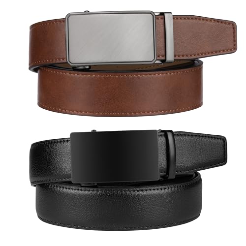 Image of Zitahli Leather Ratchet Belt for Men - 2 Pack Mens belt,Customizable Fit