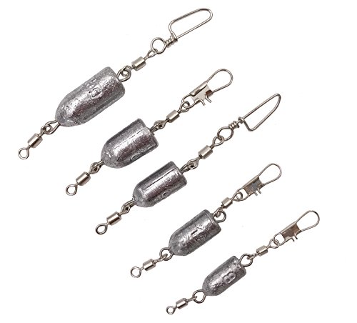 Milepetus 10Pcs Fishing Sinkers Weights Bullet Lead Sinker Rolling Swivel with Interlock Snap Connector Inline,8g 10g 15g 20g 25g Available (25g-10pcs)