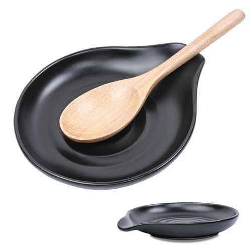 Repose-cuillère en céramique motif spirale pour cuisinière et comptoir de cuisine et table, support de cuillère de cuisine résistant à la chaleur,...