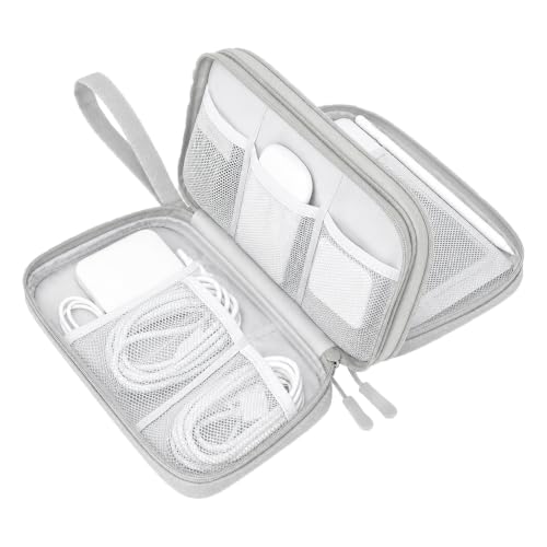 Image of SaleOn Portable Storage Organizer for USB Cable, Earphone, Power Bank,Charger, Hard Disk & Digital Gadgets (Light Grey, 9x6 Inch)