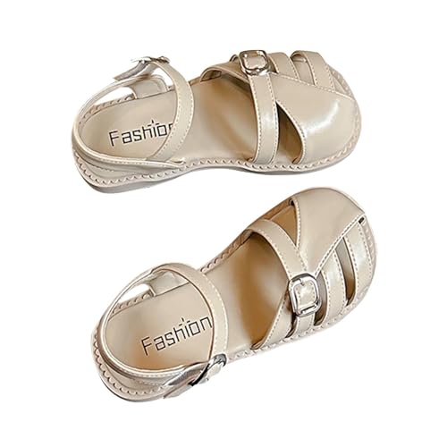 Brown Sandals Closed Toe Girl Toddler Comfy Sandal Soft Rubber Princess Flat Shoes Summer Flower Footwear