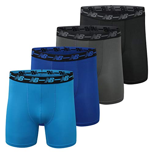 New Balance Men's Nb3017-4 Performance 5 No Fly Boxer Briefs 4 Pack, Black/Vision Blue/Marnet/Team Royal, S UK