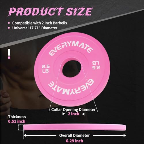 Image of EVERYMATE Change Weight Plates 1.25LB 2.5LB 5LB Set Fractional Olympic Bumper Plates for Cross Training Steel Insert Strength Training