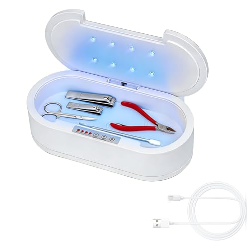 Shmian Nail Tool Sterilizer Box– 3-in-1 Portable Cleaner for Phones, Jewelry, Manicure Tools, Compact Design for Travel, Home, and Salon Use