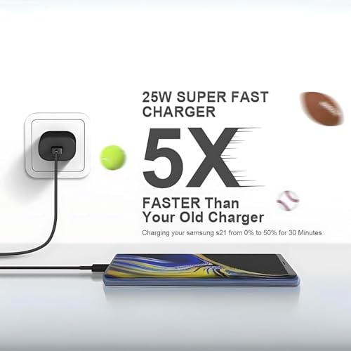 Image of 25W PD Charger for Samsungg Galaxy Tab A9+ Charger Original Travel Adapter Like Type-C Port Super-Fast Charging Charger S /A /M /F Series with 1M Type C to Type C USB Cable (LB1, Black)