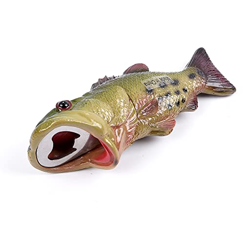 Hyyf Bass Fish Bottle Opener, Beer Bottle Opener ,Creative Gift,Resin ,Green #TOP1