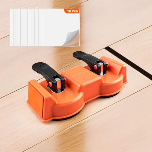 Dual Suction Cup Floor Gap Fix Tool - 15° Angled Double-Sided Strike Laminate Flooring Repair Kit with 10 Pads, Heavy Duty Plank Puller for Hardwood Vinyl Floor Installation Tool