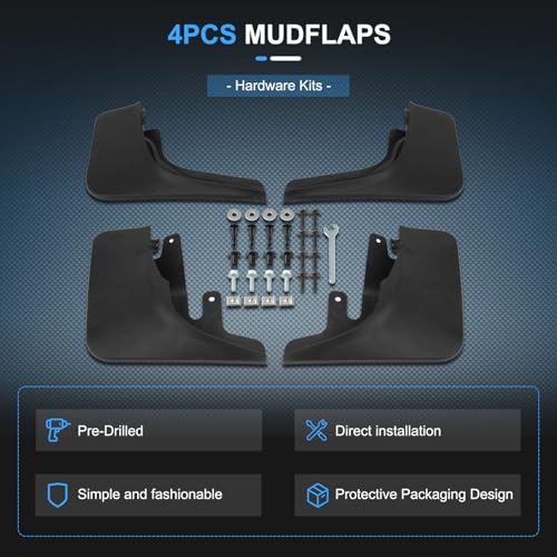 Image of ECCPP 4Pcs Mud Flaps Splash Guards 2022-2024 For Rivian R1T BATT Front & Rear Mud Guards