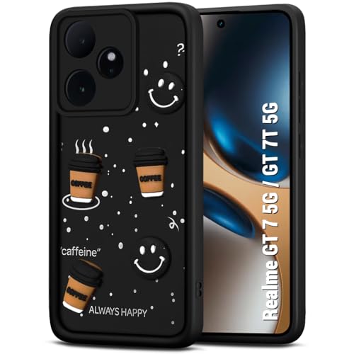 Image of TheGiftKart Back Cover Case for Realme GT 7 5G / GT 7T 5G | Cute Fun Cartoon 3D Smiley Coffee Case | Full Camera Protection | Shockproof Back Cover Case for Realme GT 7 5G / GT 7T 5G