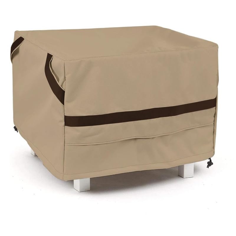 COVERUP Square Ottoman Cover | 1000 D | 3 Yrs Warranty | Heavy Duty Outdoor Patio Furniture Covers | Waterproof | Covers With UV Resistance | Windproof | Buckle Straps - 26"W x 26"D x 19"H | Pack of 1