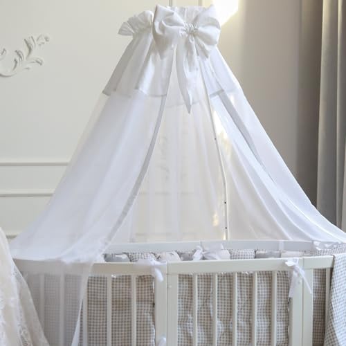 Soporte de mosquitera para cuna Holibanna de acero blanco resistente 5