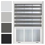 FURNISHED Day and Night Roller Blinds - Zebra Blind Dim or Translucent Vision Roller Shades for Windows and Doors - Dual Layer Fabric, Dark Grey, 80W x 165H cm