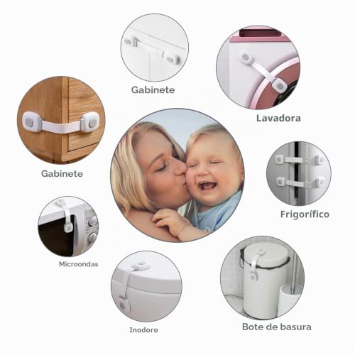 Miniatura 5 de Billybath Premium Baby - Juego De 12 Cierres De Seguridad Para Armarios De Niños, Para Cajones, Frigorífico, Asiento De Inodoro Con Adhesivo Fuerte, Sin Taladrar, Color Gris