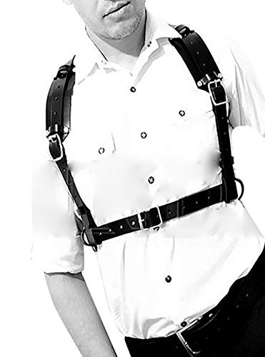 Body Chest Harness Punk Adjustable Faux Leather Belt with Buckles Rings for Men Women(LM02)