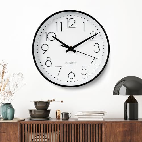 20CM Horloge Murale Silencieuse Ronde, Moderne et Décorative, Facile à Lire pour Chambre, Maison, Cuisine, Bureau
