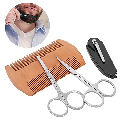 Kit de pente modelador de barba, ferramentas completas leves e portáteis Pente de barba de madeira d