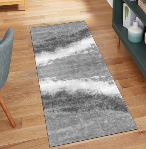 Alfombra de pasillo gris 90x100 cm con base antideslizante 2