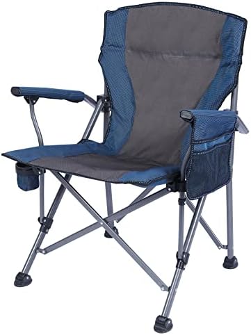 REDCAMP Oversized Camping Chairs for Adults, Comfortable Heavy Duty Folding Lawn Chairs for Big and Tall Person, Portable Quad Army Chairs for Outdoor Fishing Hunting, Blue